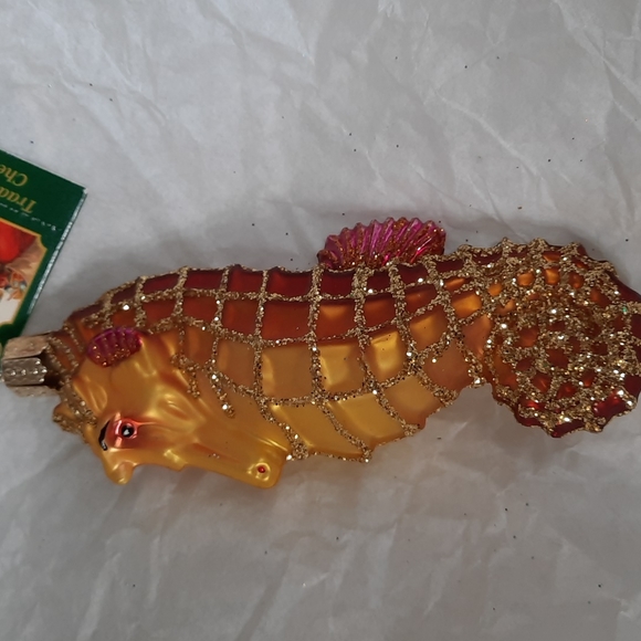 Sea Horse Orange Chariot of the Sea Old World Christmas Glass Ornament Keepsake - Picture 3 of 5